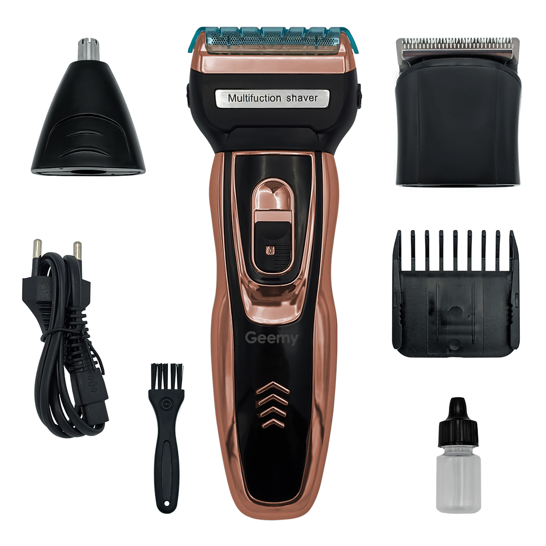 Men's 3-in-1 electric grooming trimmer for face, body & beard. Rechargeable & precise.