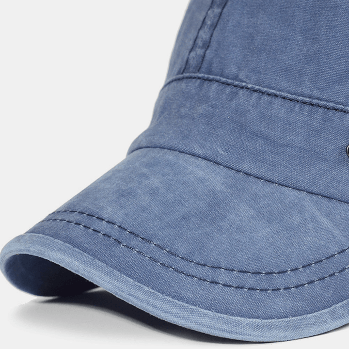 Stylish blue men's adjustable military cap, cotton headwear for all-season casual & outdoor wear.
