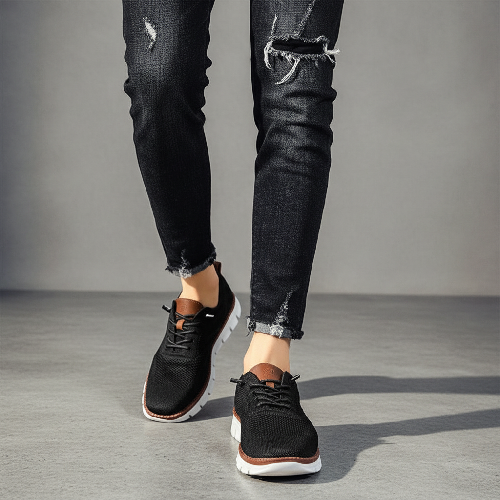 Men's Adrian vegan leather comfort shoes in stylish brown, ideal for everyday wear and business casual.