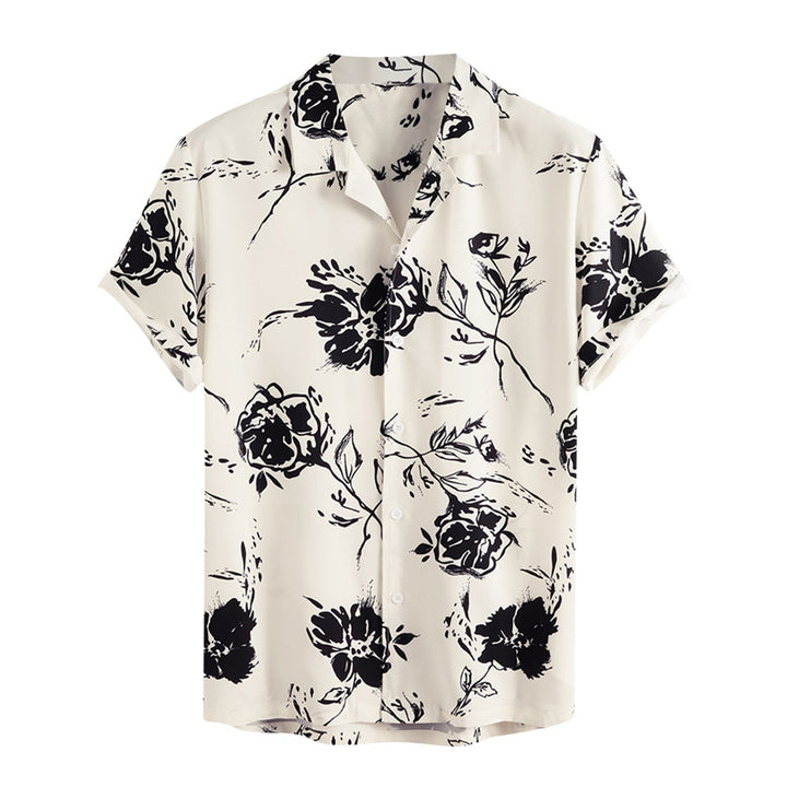 Men's AlohaVibes tropical print button-up short sleeve shirt, perfect for summer fashion and beachwear