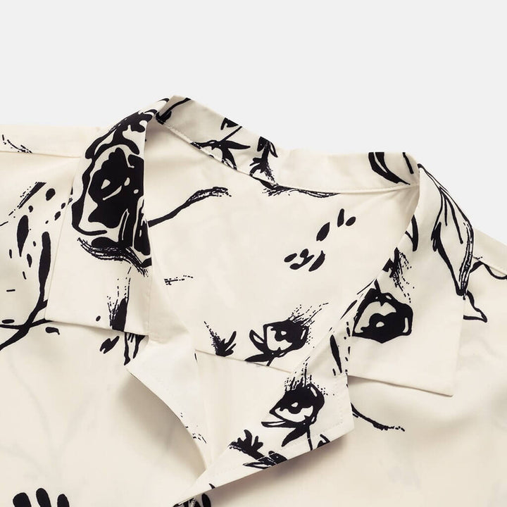 Full shot of a men's modern tropical print casual shirt for summer, suitable for beach or resort.