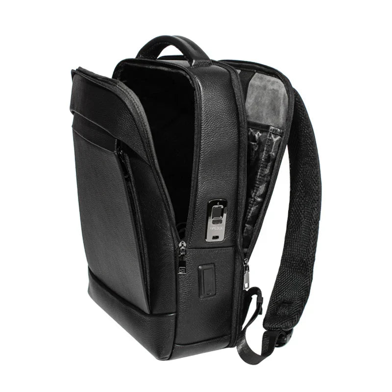 Men's large business backpack, ideal for travel, featuring secure anti-theft fingerprint lock