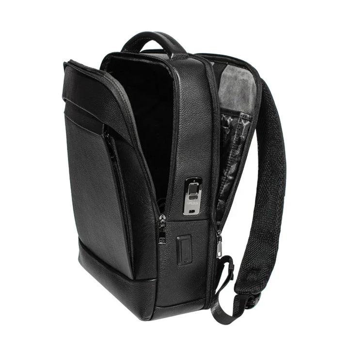 Men's large business backpack, ideal for travel, featuring secure anti-theft fingerprint lock