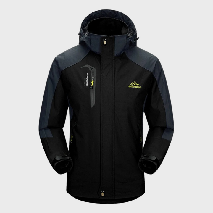 AquaShield men's windproof jacket offering ultimate protection for all-season outdoor wear.