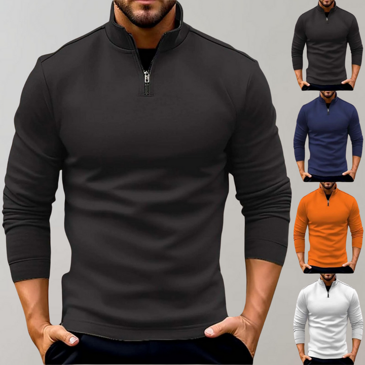 Arlo men's quarter-zip sweater, a stylish & warm option for cool weather.