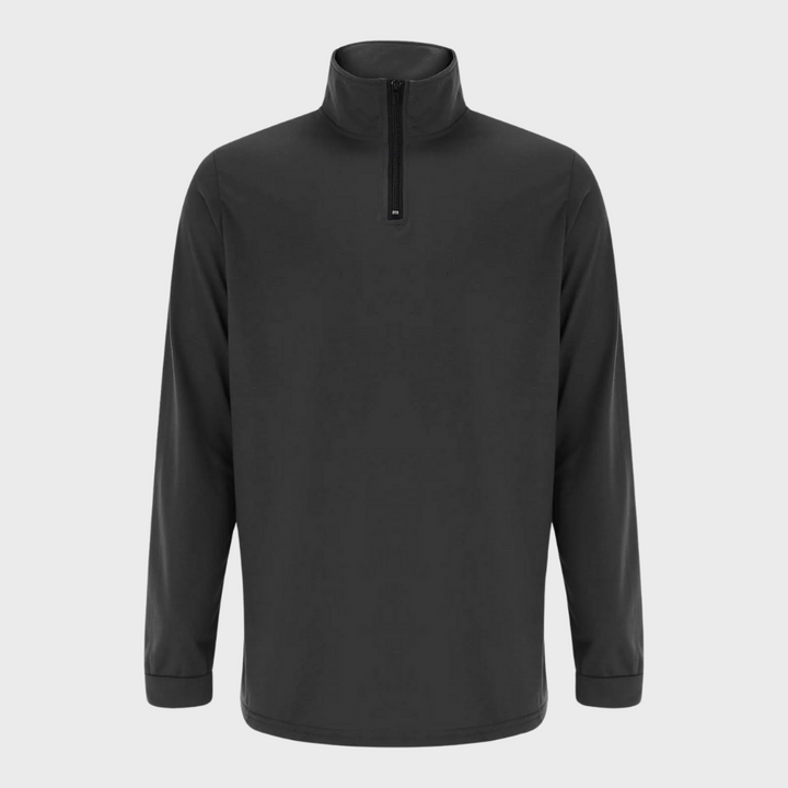 Comfortable men's pullover, featuring a quarter-zip design for warmth.