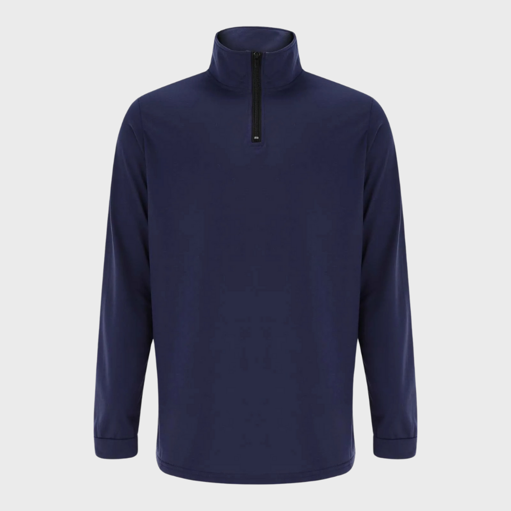 Men's fall fashion: a cozy quarter-zip warm sweater for everyday style.