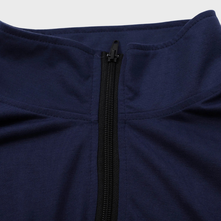 Long-sleeve men's pullover with quarter-zip, offering cozy warmth and style.