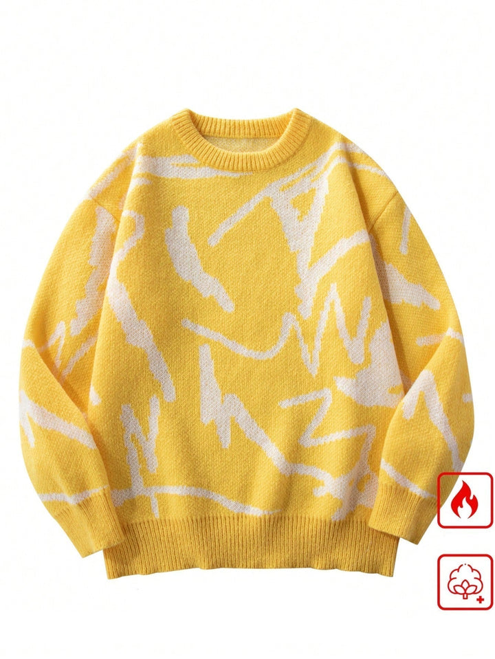 Men's fashion Arvid graphic print sweater, comfortable long sleeve pullover for a casual look.