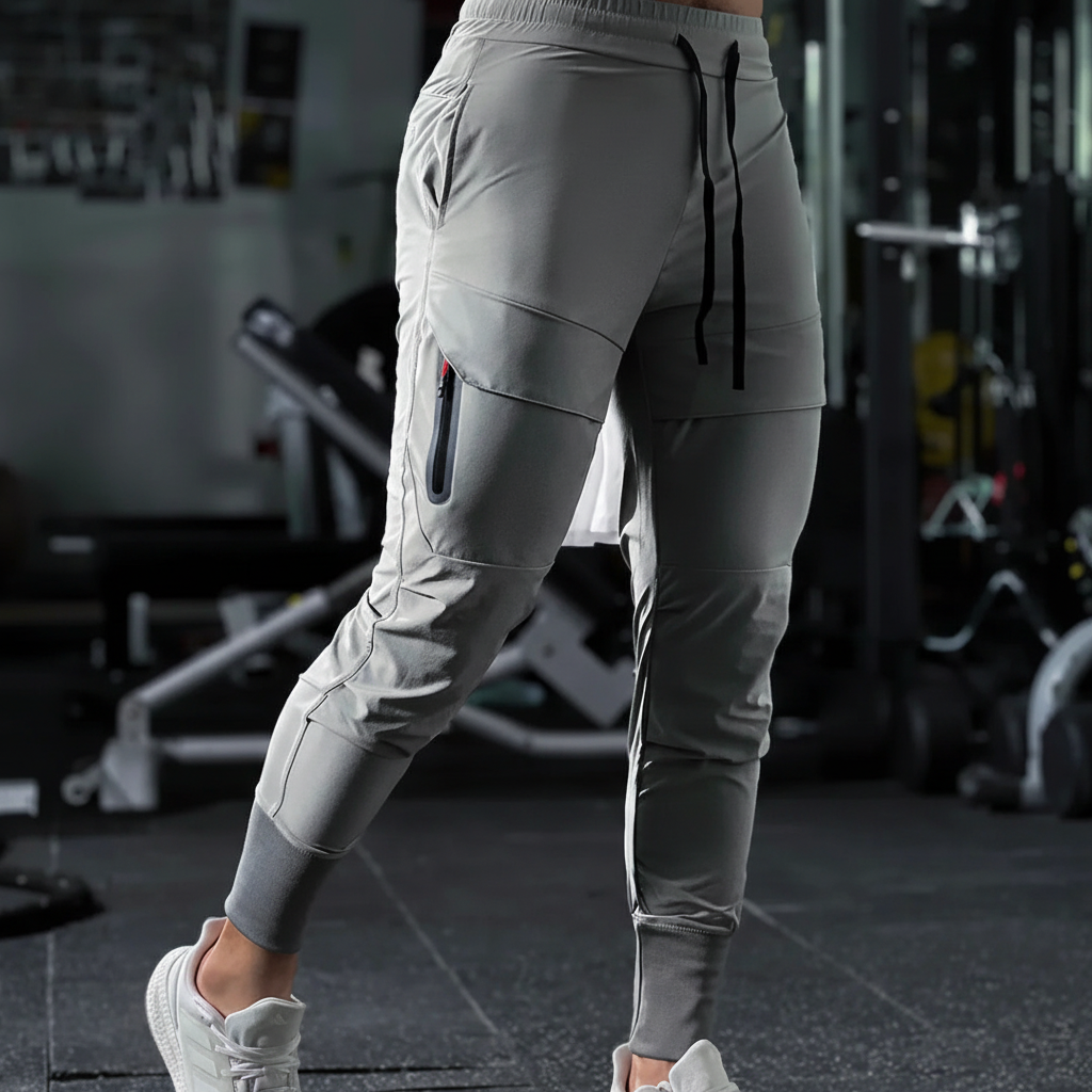 Men's athletic slim fit joggers in gray, ideal for running and workouts
