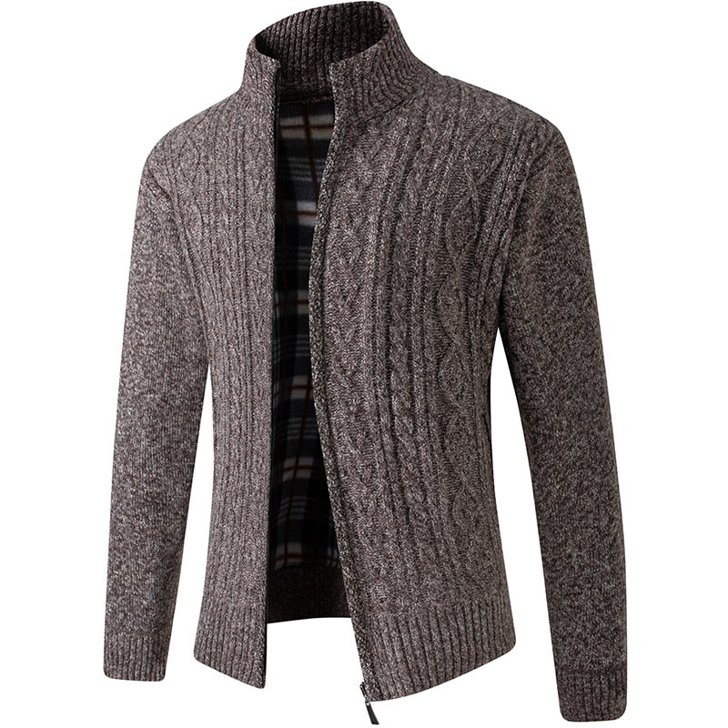 Textured knit men's Atlas style vest cardigan, offering warmth and versatile layering for winter & smart casual.