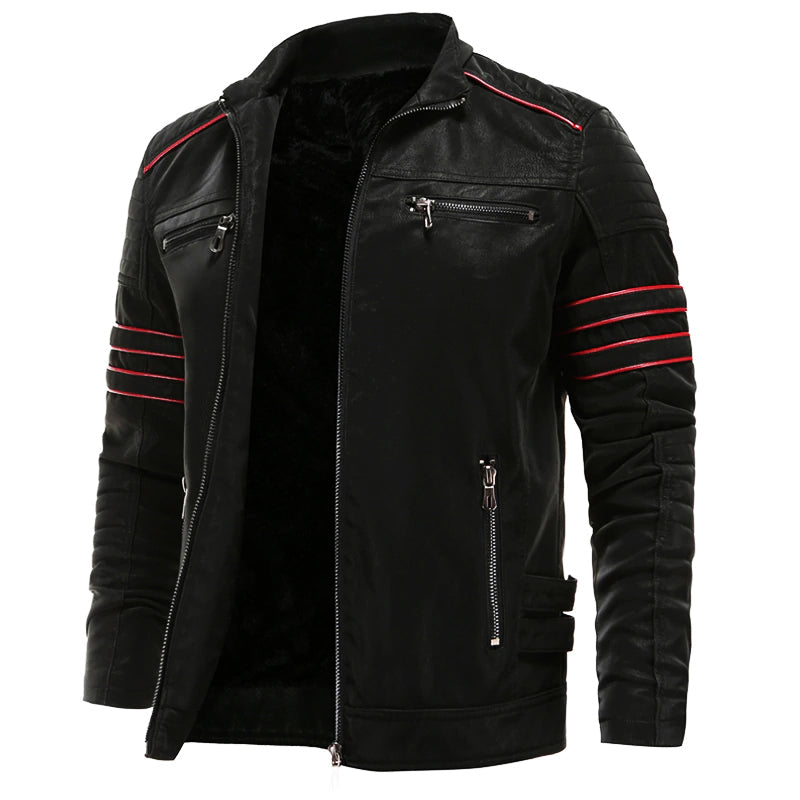 Men's Atlas Wolverine style black leather jacket, an iconic & durable outerwear piece for rugged fashion.