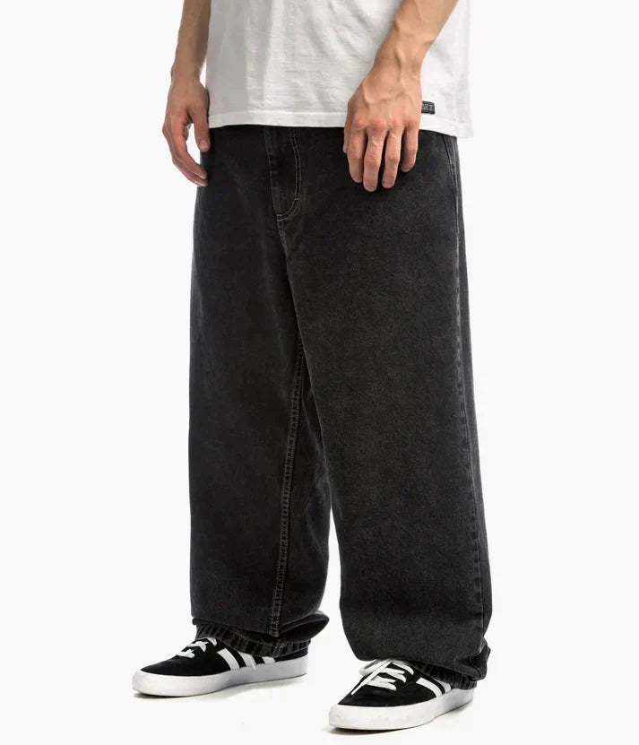 Men's Baggy Fit Skate Jeans in a dark wash, perfect for urban style and streetwear fashion. Loose and comfy.