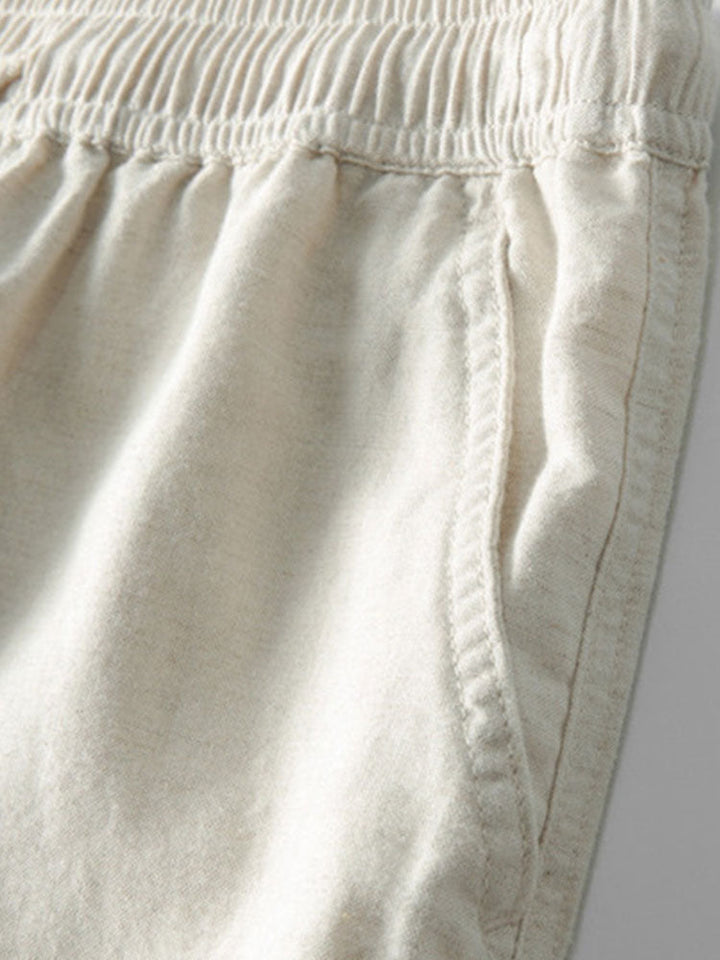 Versatile beige men's slim fit linen co-ord set, perfect for smart casual or relaxed modern men's fashion.