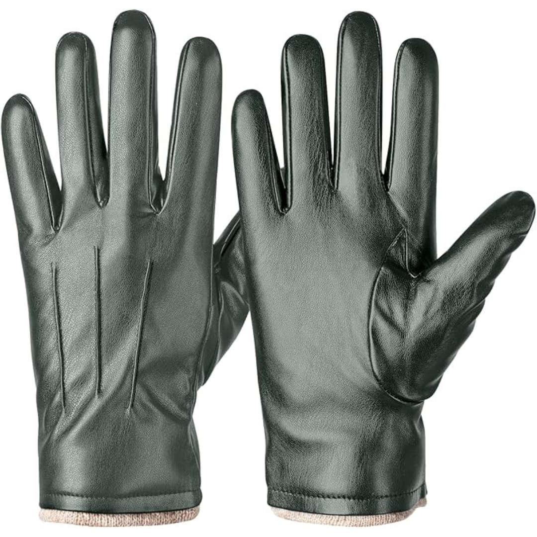 Rugged men's winter leather gloves, thermal insulation & touchscreen feature for extreme cold protection.