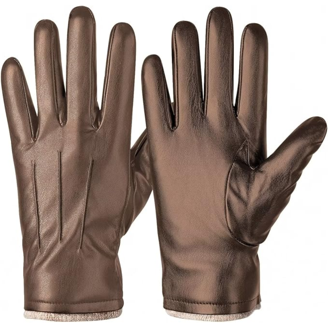 Sleek men's leather touchscreen gloves, providing thermal warmth for winter accessories and outdoor pursuits.