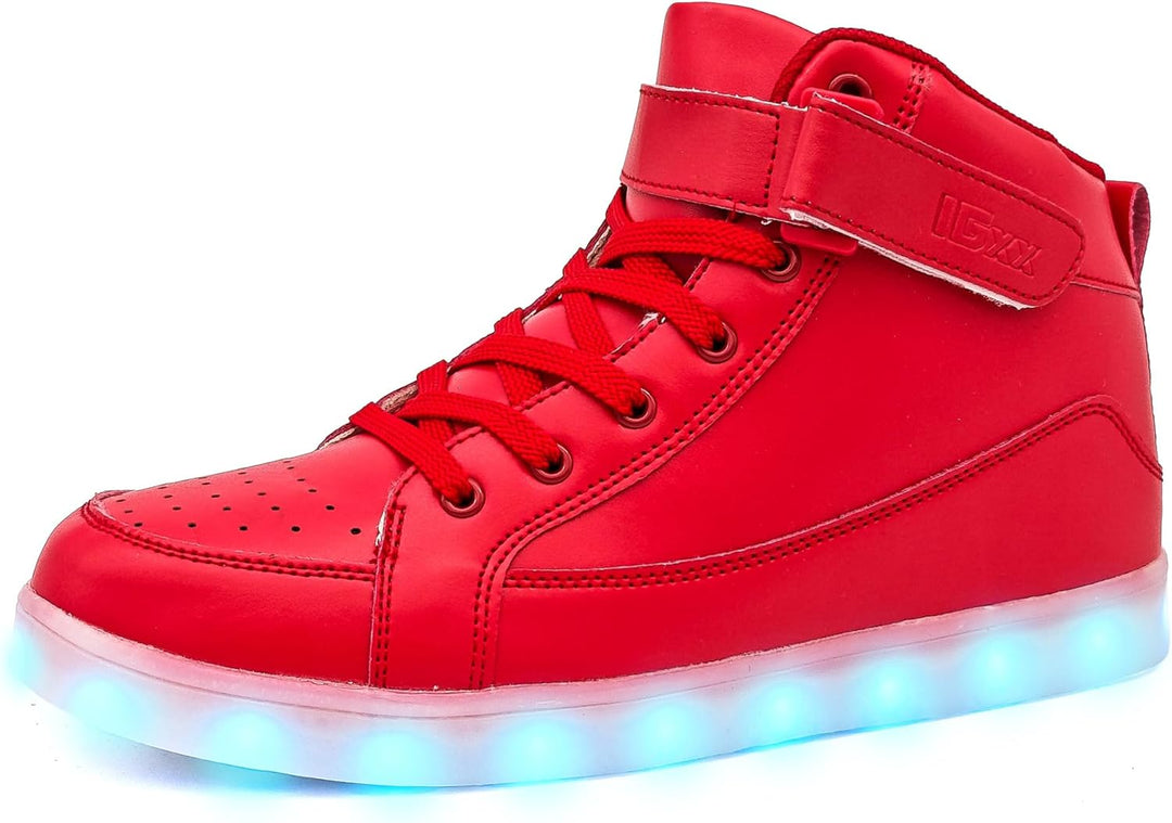 Men's black rechargeable LED light-up sneakers, perfect for parties & festivals.