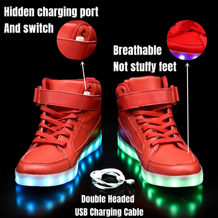 Rechargeable glowing sneakers for men, a unique blend of athletic style & comfort.