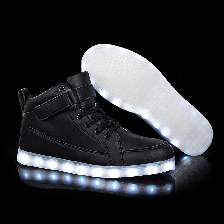 Comfortable men's rechargeable LED shoes, designed for long hours of walking or dancing.