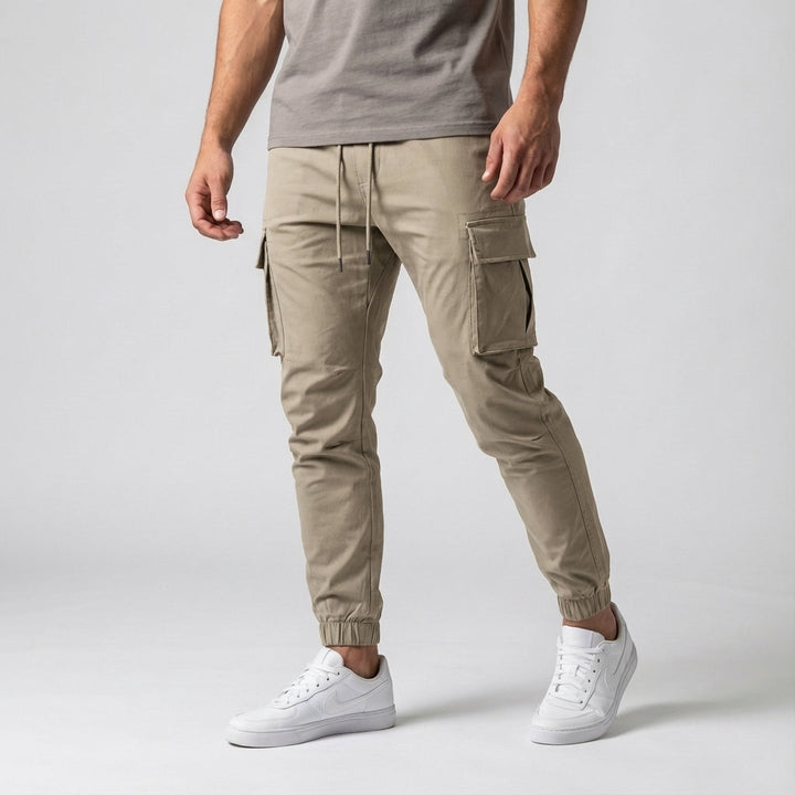 Comfortable men's stretch joggers, Melvin, featuring practical cargo pockets for modern men's fashion