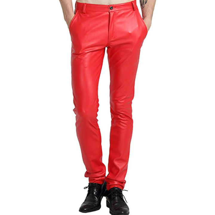 Fashionable men's Bernard tapered faux leather pants, a sharp-looking choice