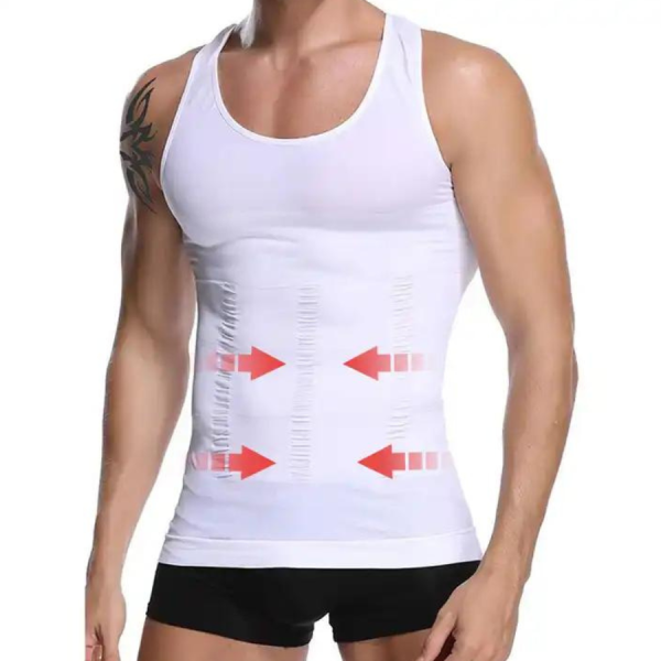 Men's body shaping compression undershirt for a slimmer look & posture support.
