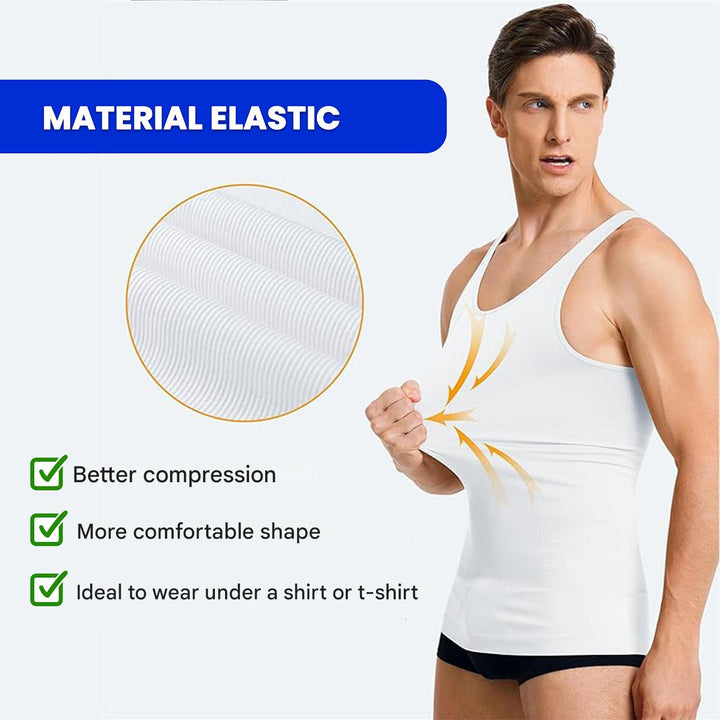 Modern men's shaping undershirt for a streamlined look, offering comfortable compression & posture benefits.