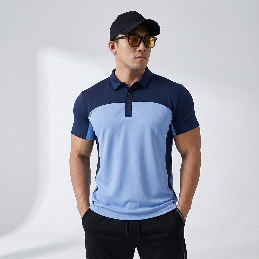 Men's breathable active polo shirt in a range of colors, showcasing quick dry polyester for sports & casual wear.