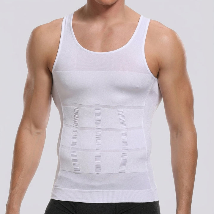 Frederick men's athletic tank top, offering breathable compression and posture support. Ideal men's underwear or activewear.