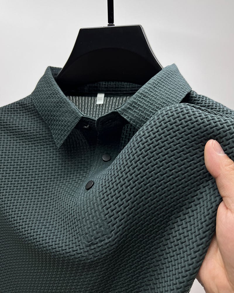 Lightweight & breathable men's mesh polo shirt, slim fit for everyday comfort.