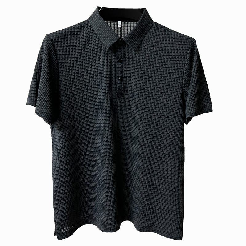 Breathable mesh slim fit men's polo shirt, offering ultimate comfort for active wear.