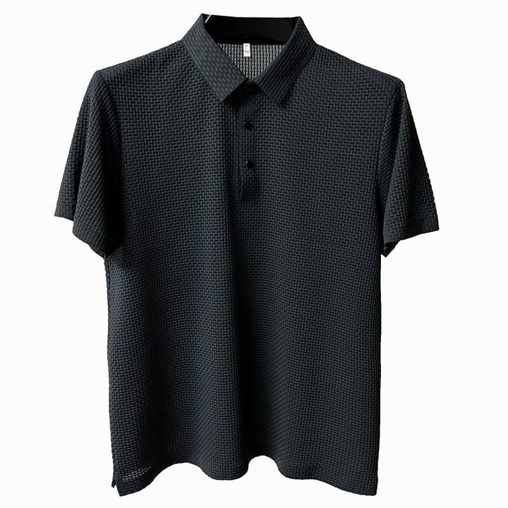 Breathable mesh slim fit men's polo shirt, offering ultimate comfort for active wear.