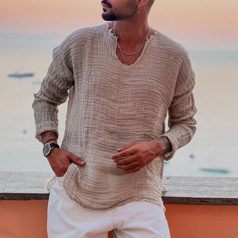 Men's breathable round neck summer shirt, ideal for casual wear & everyday comfort. Short sleeve fashion.