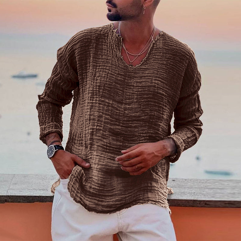 Stylish men's breathable short sleeve round neck shirt, comfort fit for summer casual wear.