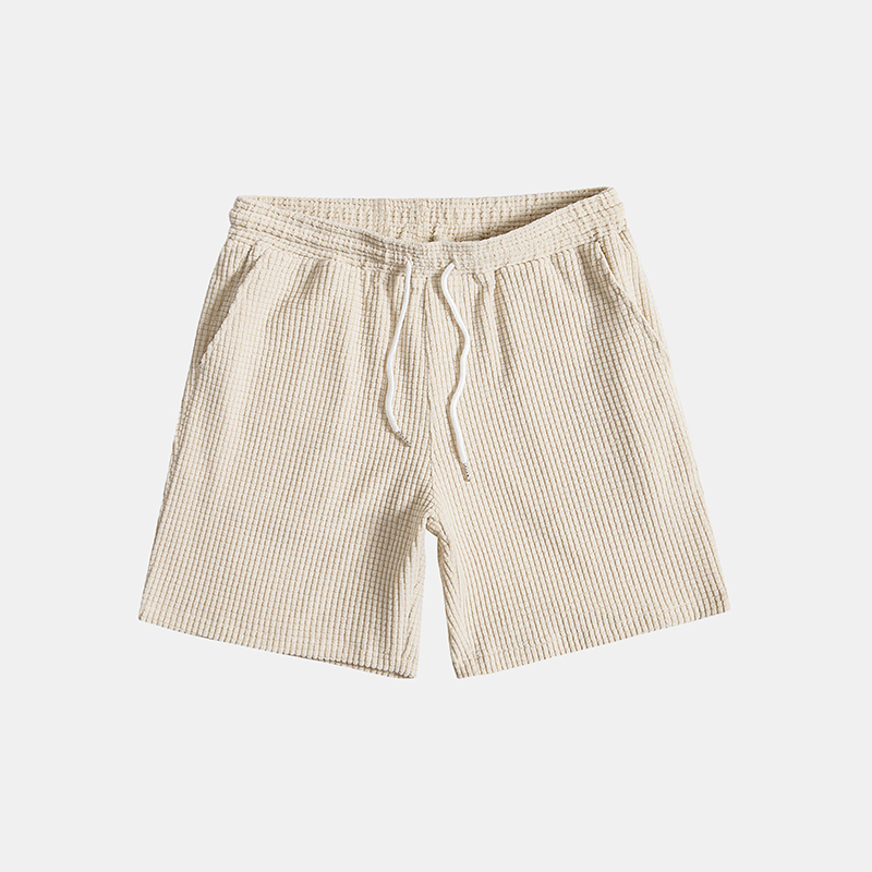 Breathable waffle knit summer outfit for men, perfect for relaxing at home or casual outings.