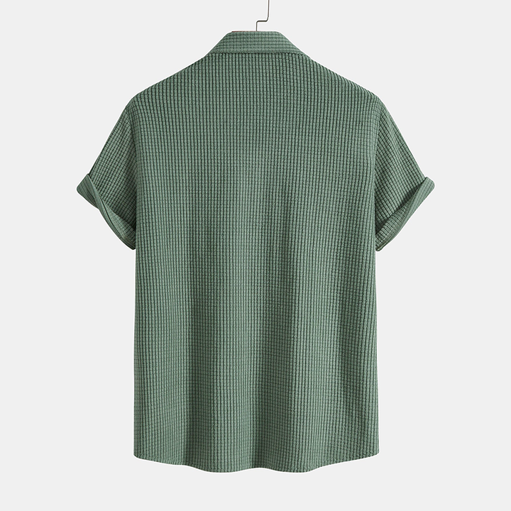 Men's comfortable waffle knit summer loungewear, perfect for home, beach, or light casual wear.