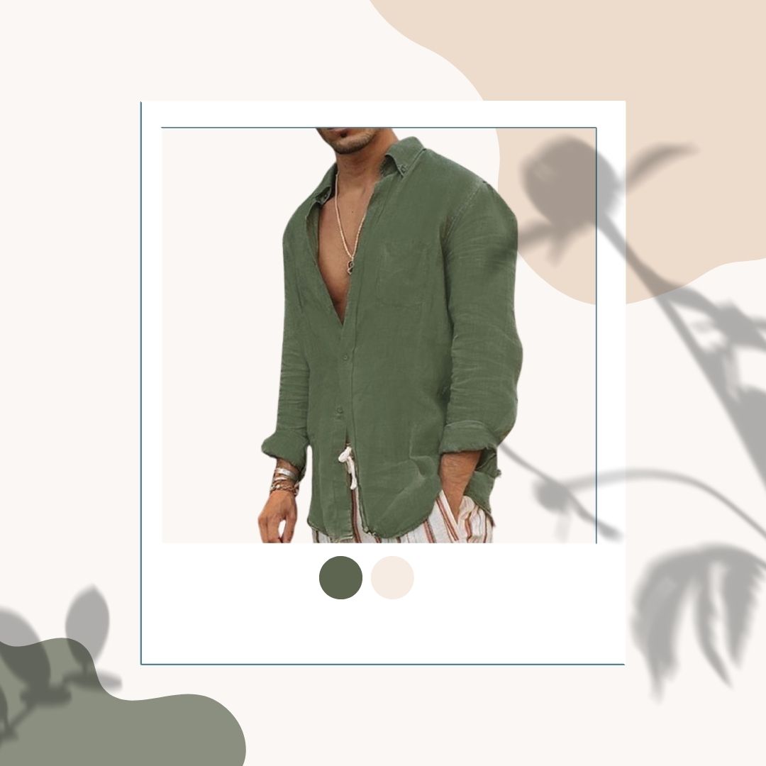 Men's button-up short-sleeve summer shirt, showing lightweight cotton for breathable everyday wear.