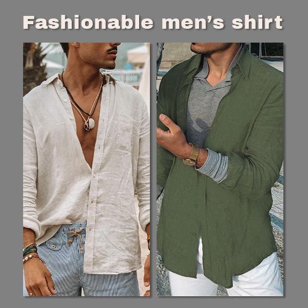 Men's casual button-up summer shirt, breathable & lightweight cotton, perfect for warm weather fashion.