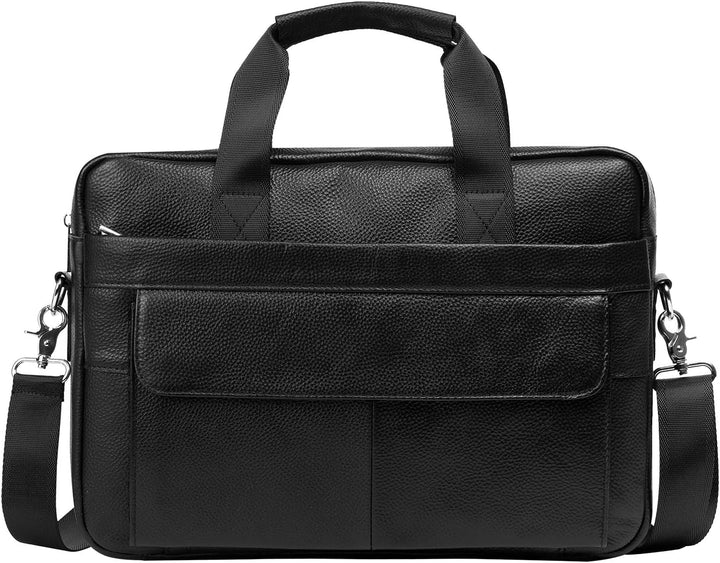 Stylish 15-inch laptop briefcase for men, made from high-quality cowhide leather for business