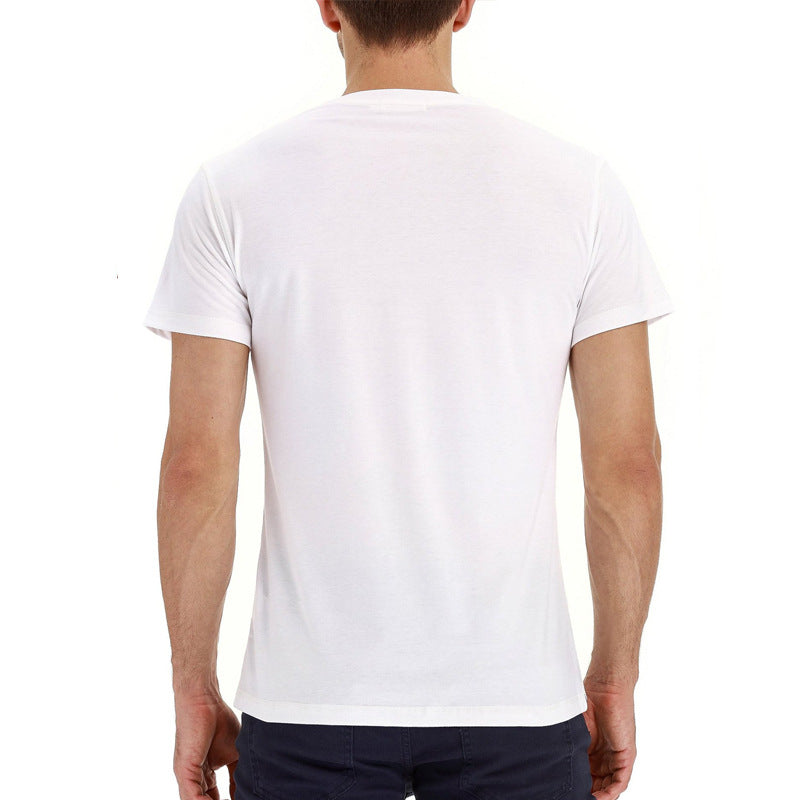 Essential men's cotton t-shirt, short sleeve, button placket, regular fit, summer casual.