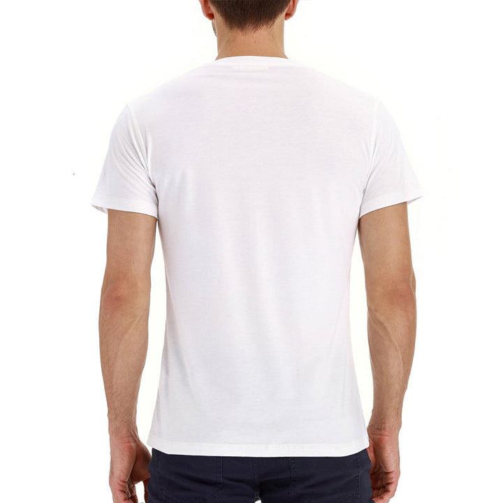 Essential men's cotton t-shirt, short sleeve, button placket, regular fit, summer casual.