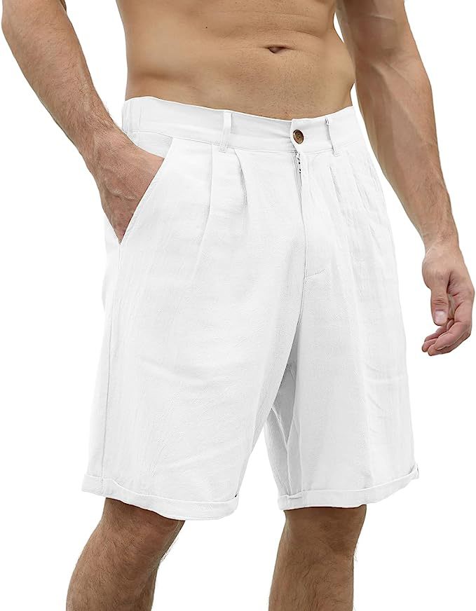 Men's casual leisure shorts in a neutral tone, designed for comfort with stretch fabric and an elastic waist.