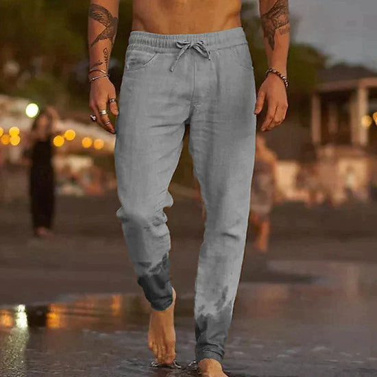 Comfortable men's linen trousers in a breathable, lightweight fabric. Perfect for casual everyday wear.