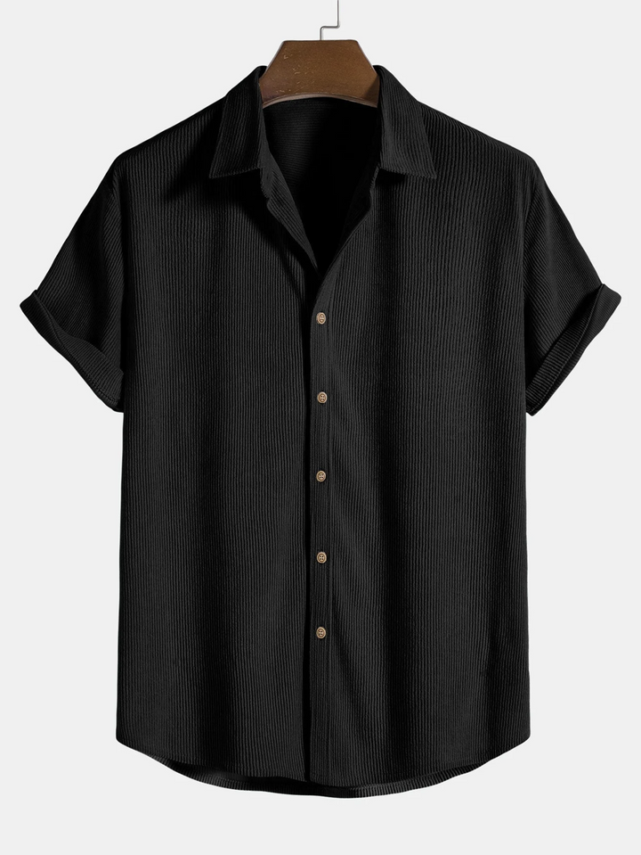 Men's stylish summer loungewear: a comfortable short sleeve shirt paired with trendy corduroy shorts