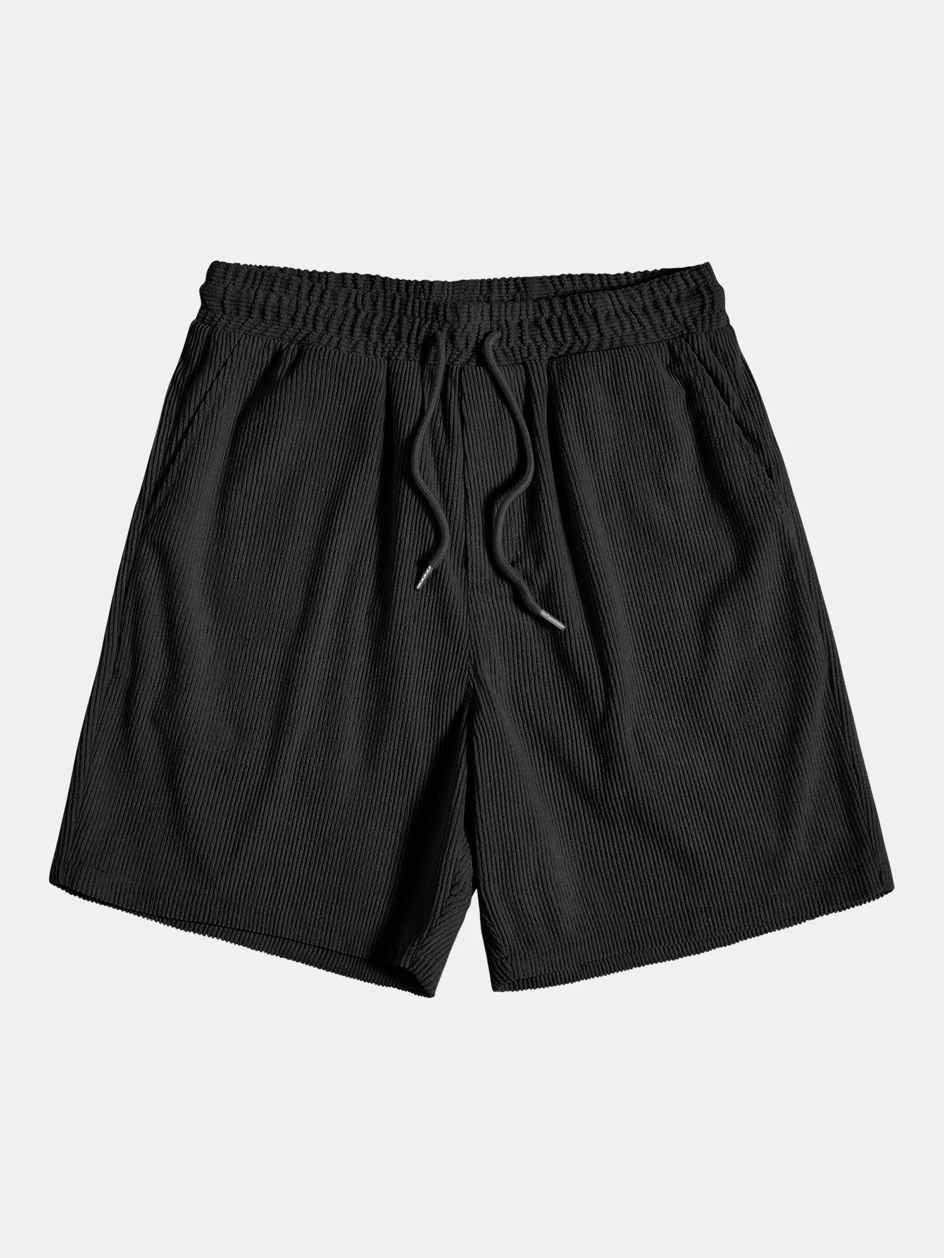 Vibrant men's casual summer set, including a short sleeve top and essential corduroy shorts