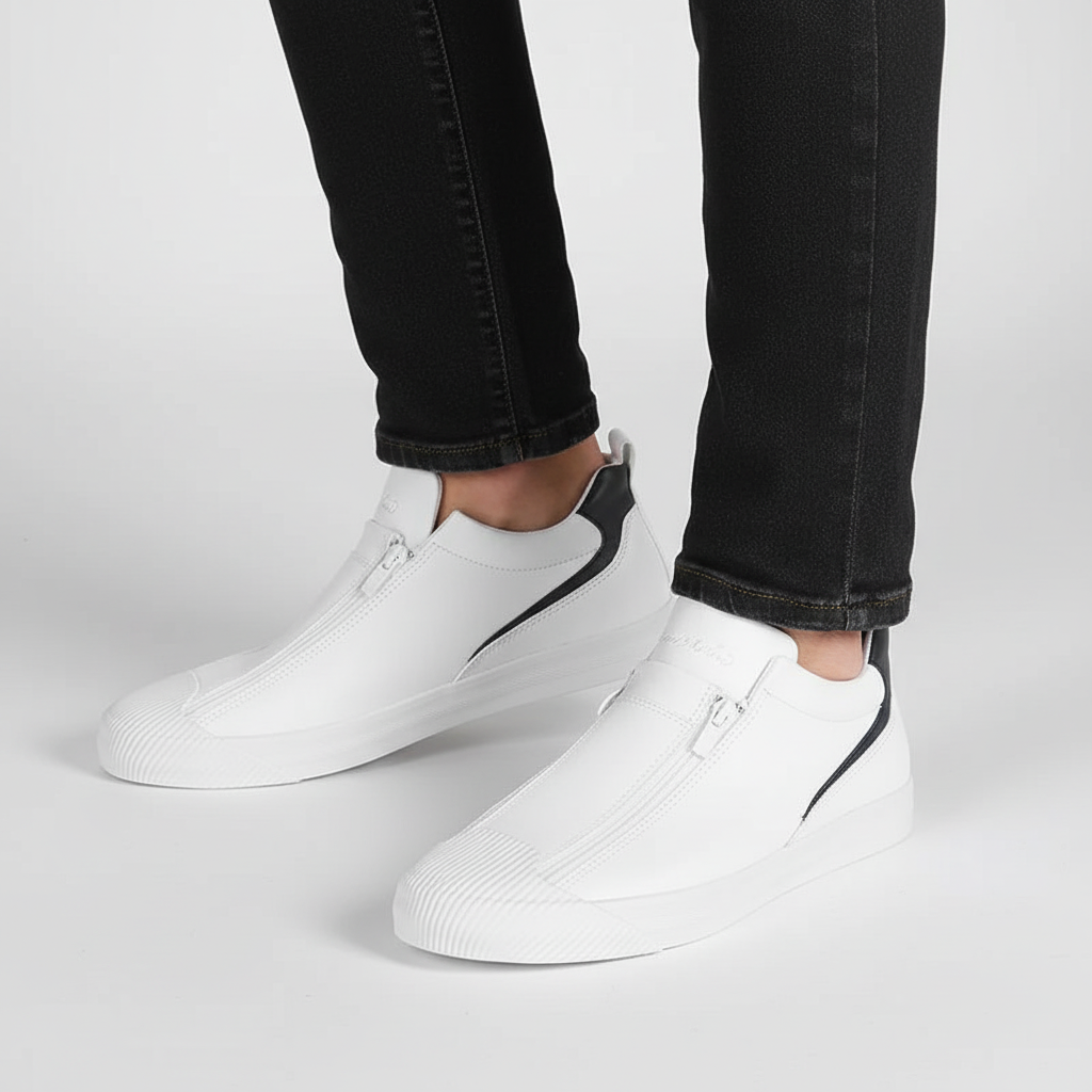 Men's Russell loafers, combining slip-on ease with zipper style, versatile casual footwear