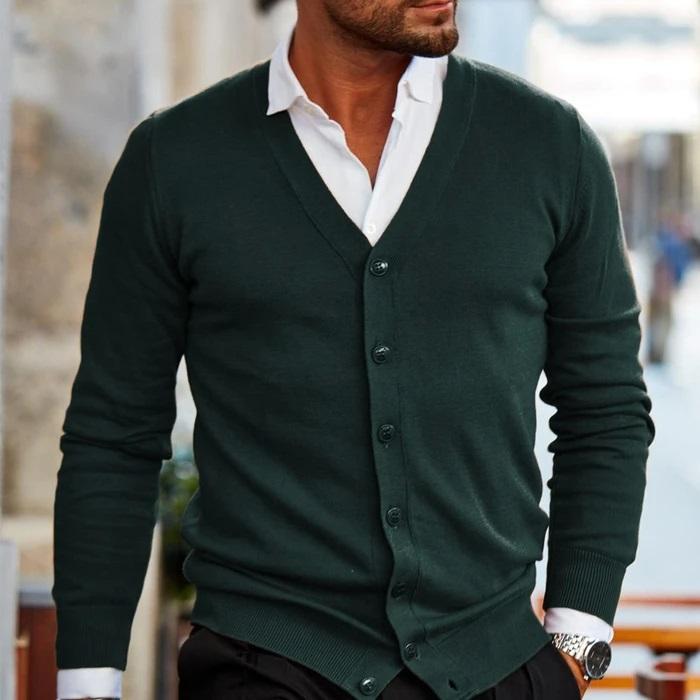 Versatile men's dark brown sleeveless jacket, a casual V-neck vest for smart layering.
