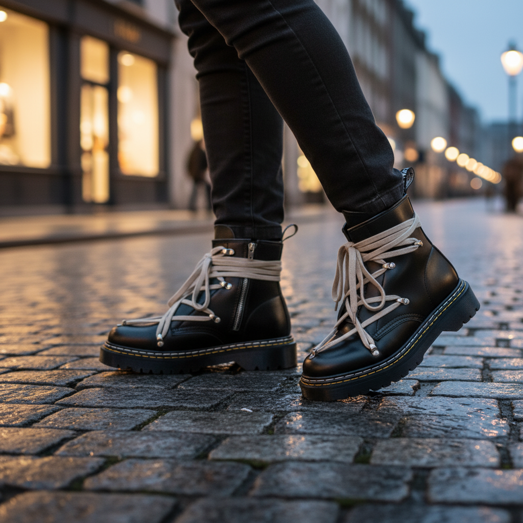 Men's classic black leather ankle boots, durable and weatherproof for winter fashion