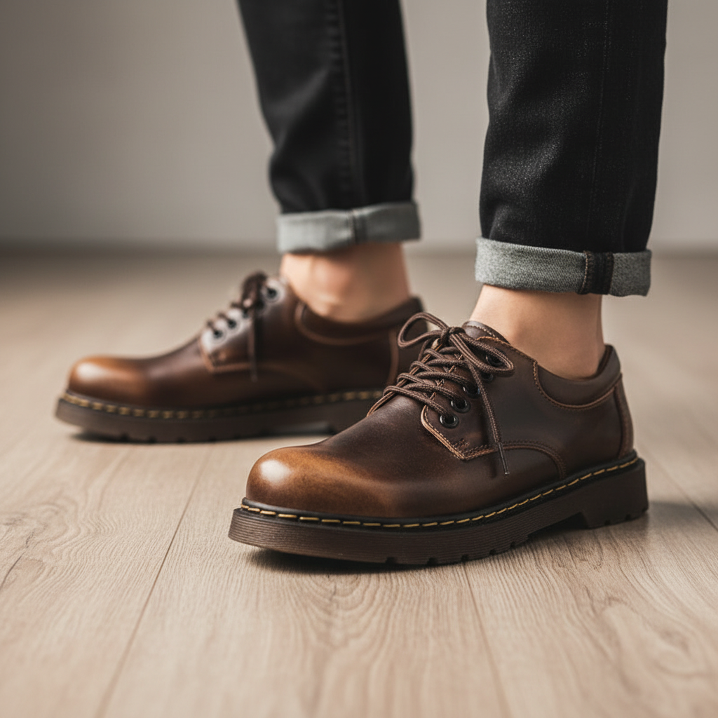 Men's classic bluchers in black vegan leather, comfortable for business casual outfits & eco-friendly