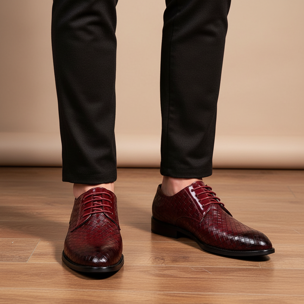 Men's classic brown leather oxford shoes with elegant lacing, perfect for formal occasions